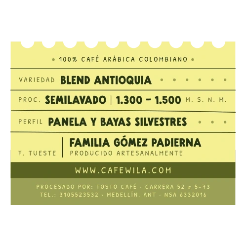 PERFIL CAFE WILA BLEND lavado